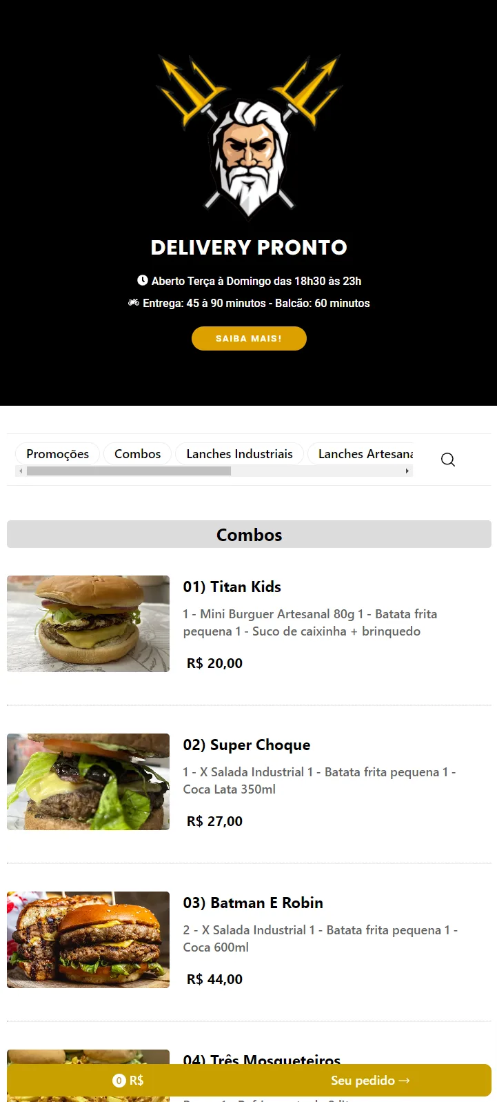 Site profissional criado pela Agência SEO Digital para Delivery Pronto — Delivery em Curitiba