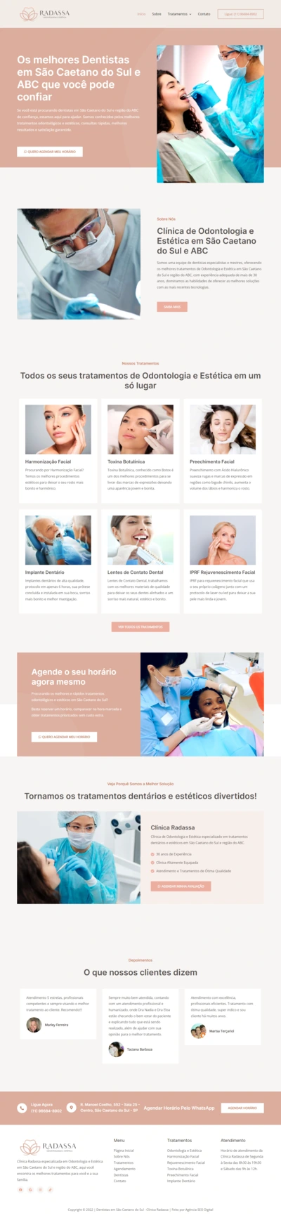 Site profissional criado pela Agência SEO Digital para Clínica Radassa — Odontologia e Estética em Curitiba