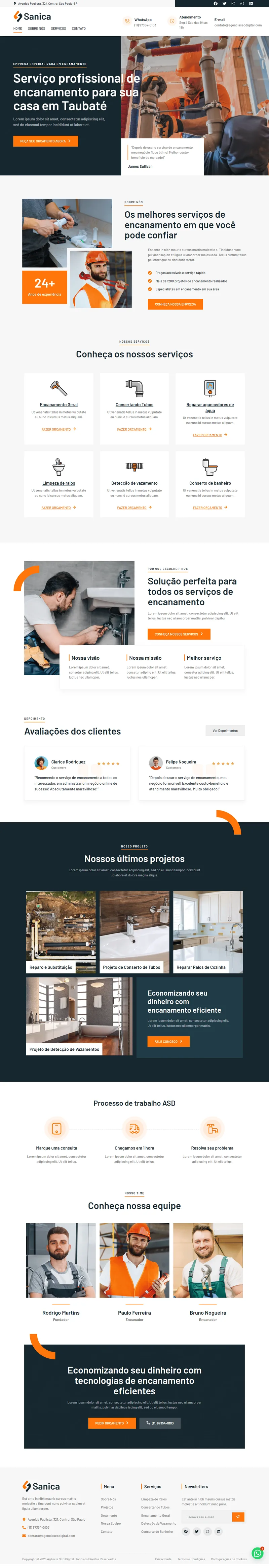Site profissional criado pela Agência SEO Digital para Sanica — Encanamento em Curitiba
