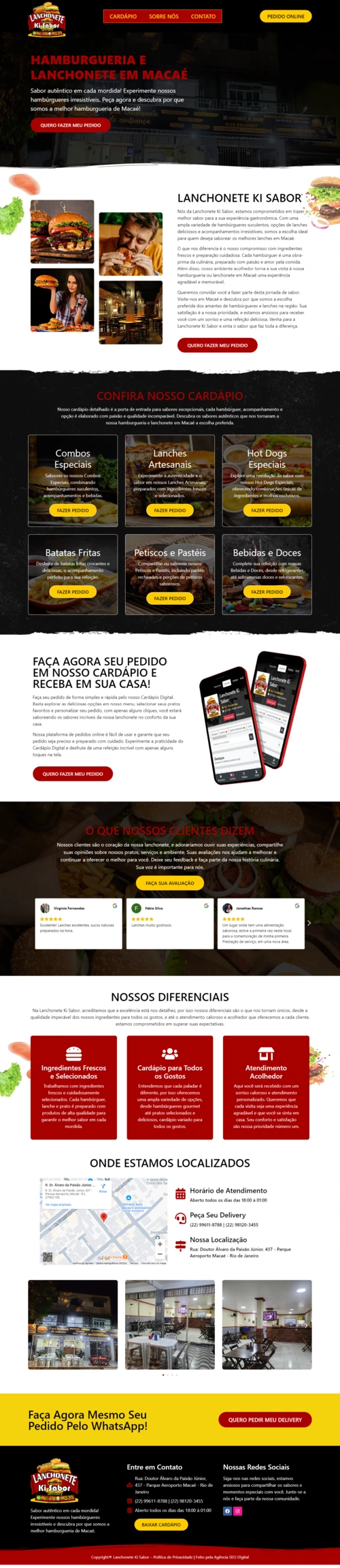 Site profissional criado pela Agência SEO Digital para Lanchonete Ki Sabor — Hamburgeria em Curitiba