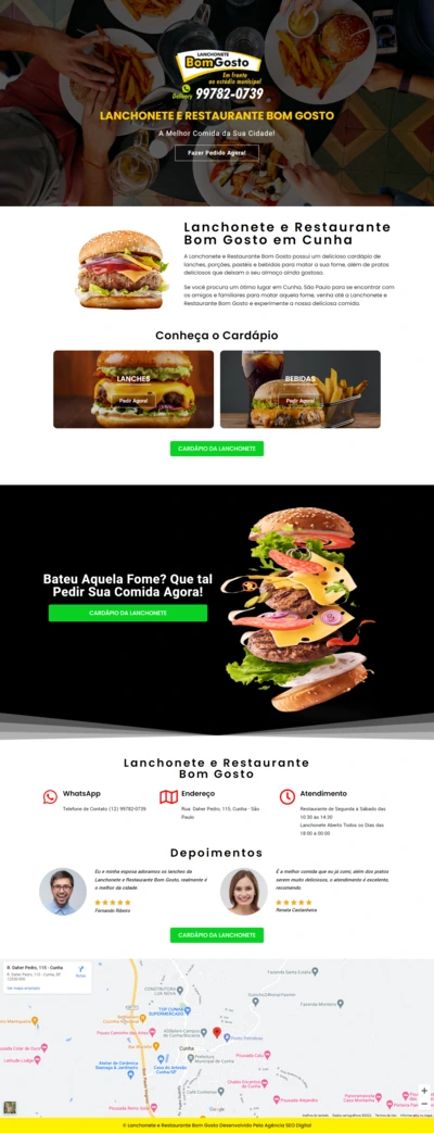Site profissional criado pela Agência SEO Digital para Lanchonete e Restaurante Bom Gosto — Alimentação em Curitiba