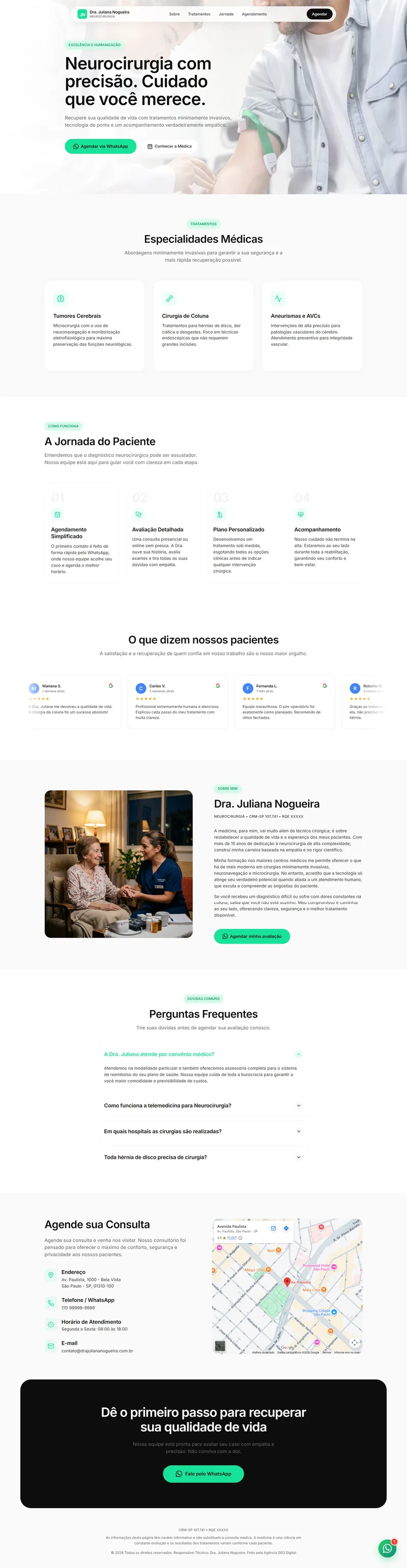 Site profissional criado pela Agência SEO Digital para Dra. Juliana Nogueira — Neurocirurgia em Curitiba